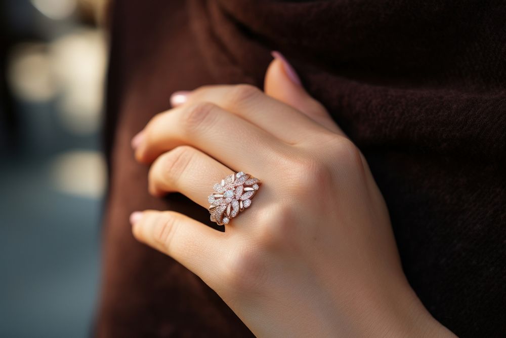 Diamond ring hand jewelry. AI generated Image by rawpixel.