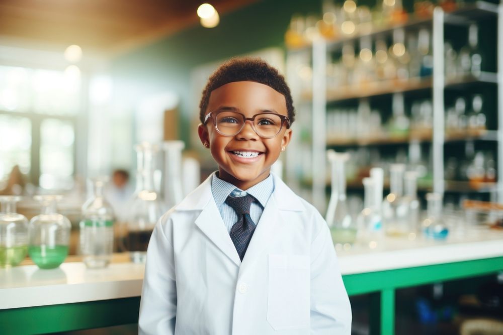 Scientist classroom cheerful smile. AI generated Image by rawpixel.