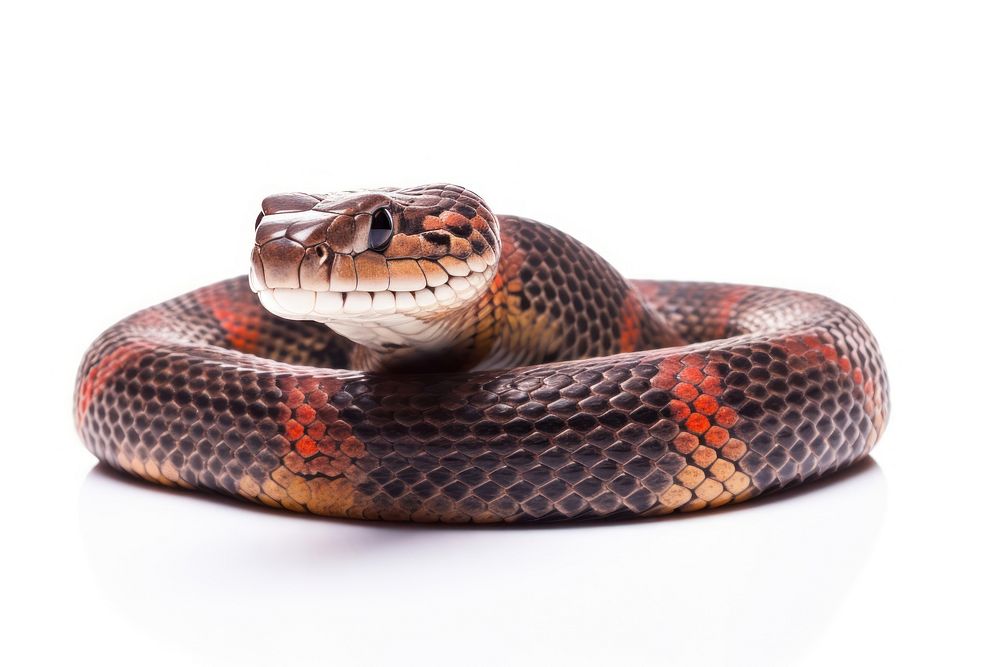 Snake reptile animal white background. AI generated Image by rawpixel.