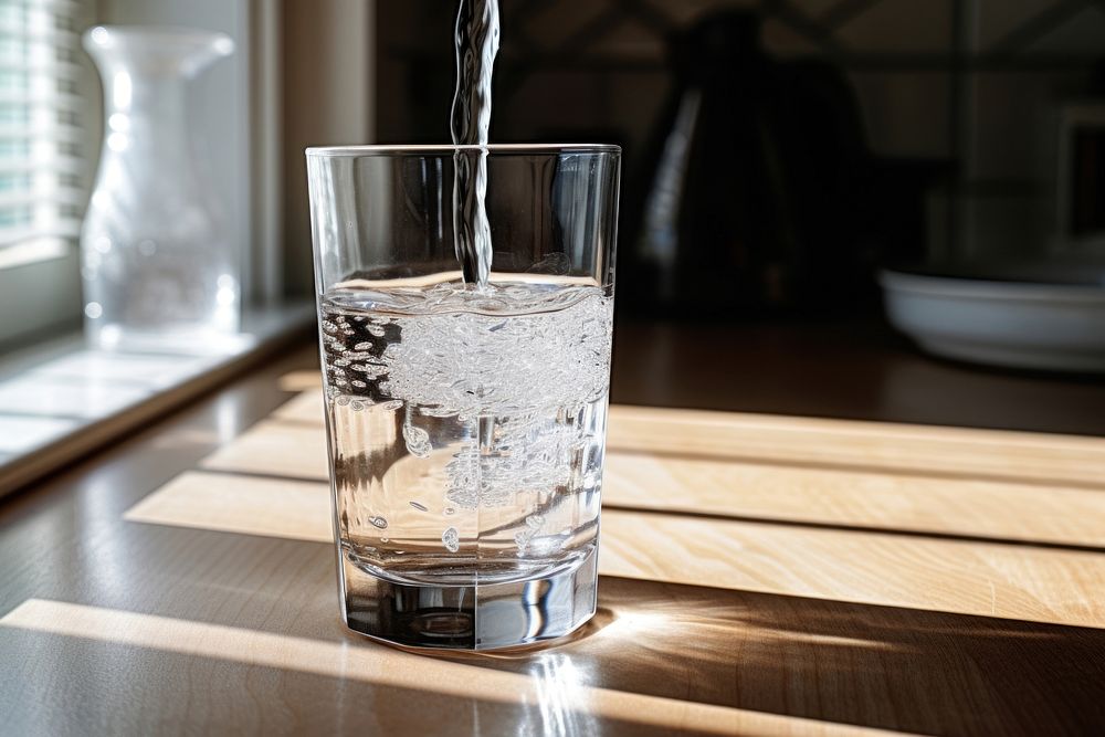 Glass table refreshment transparent. 