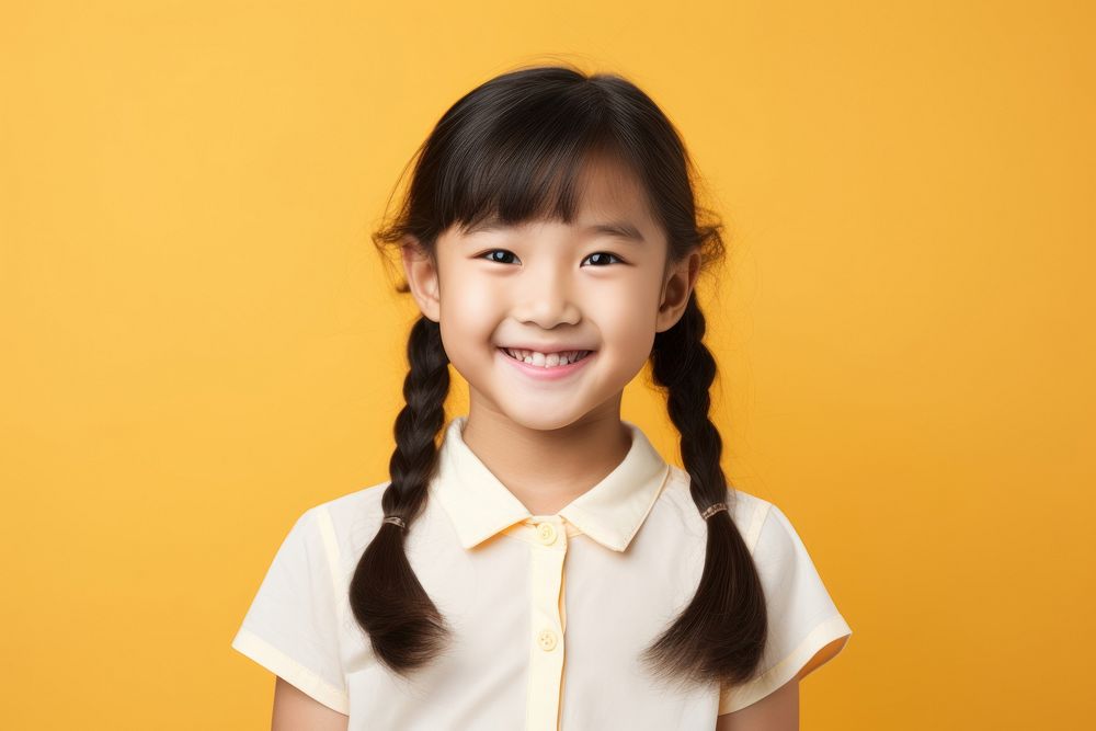 Portrait smiling child girl. AI generated Image by rawpixel.