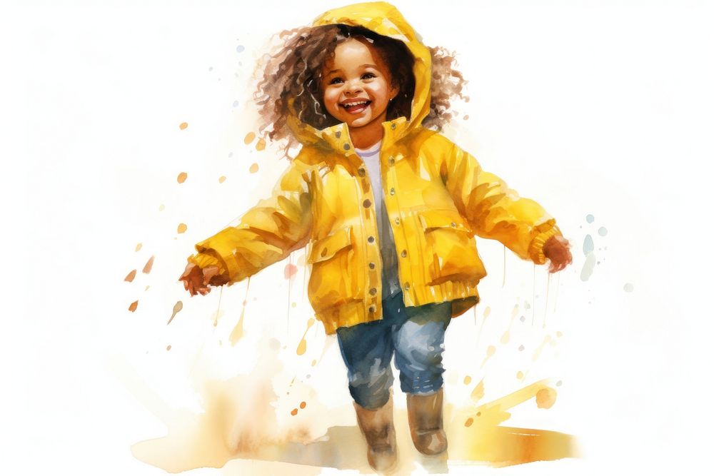 Portrait raincoat yellow child. AI generated Image by rawpixel.