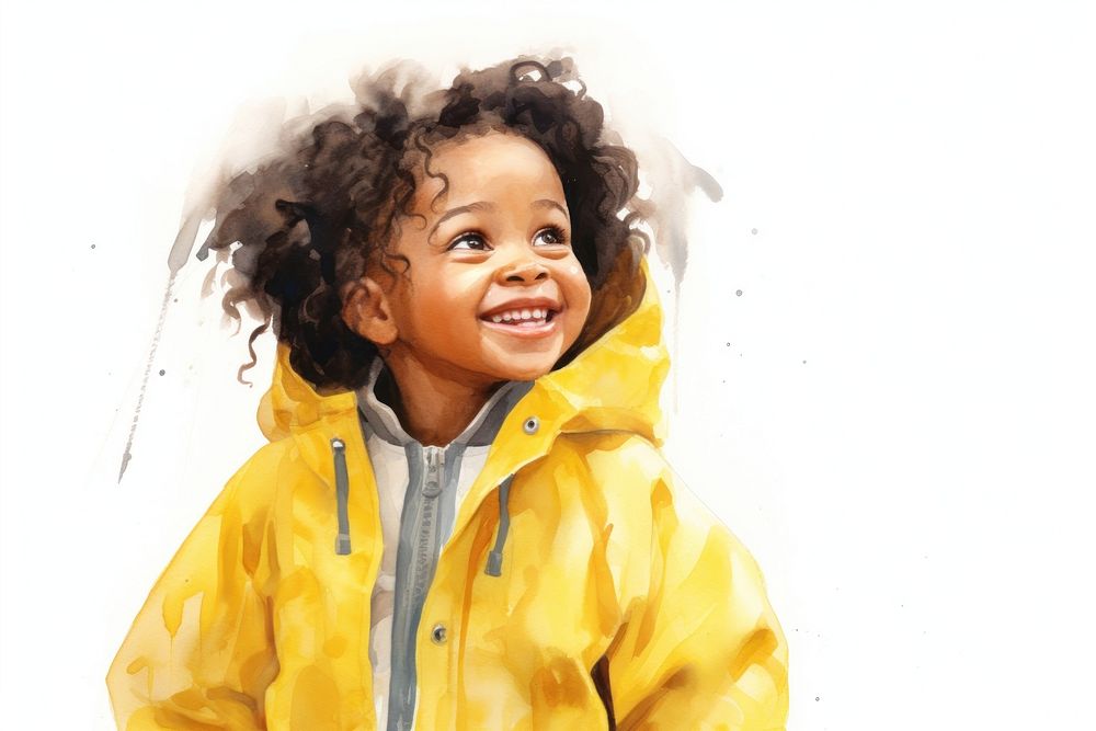Portrait raincoat yellow smile. AI generated Image by rawpixel.