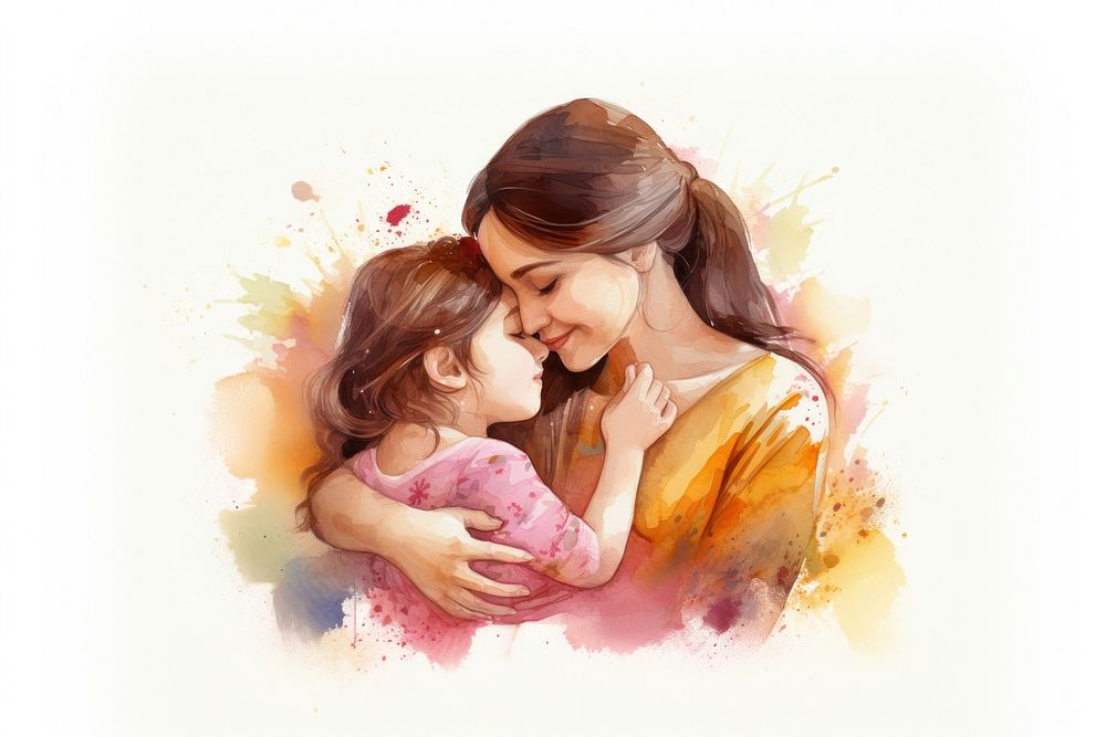 Portrait kissing child affectionate. AI generated Image by rawpixel.