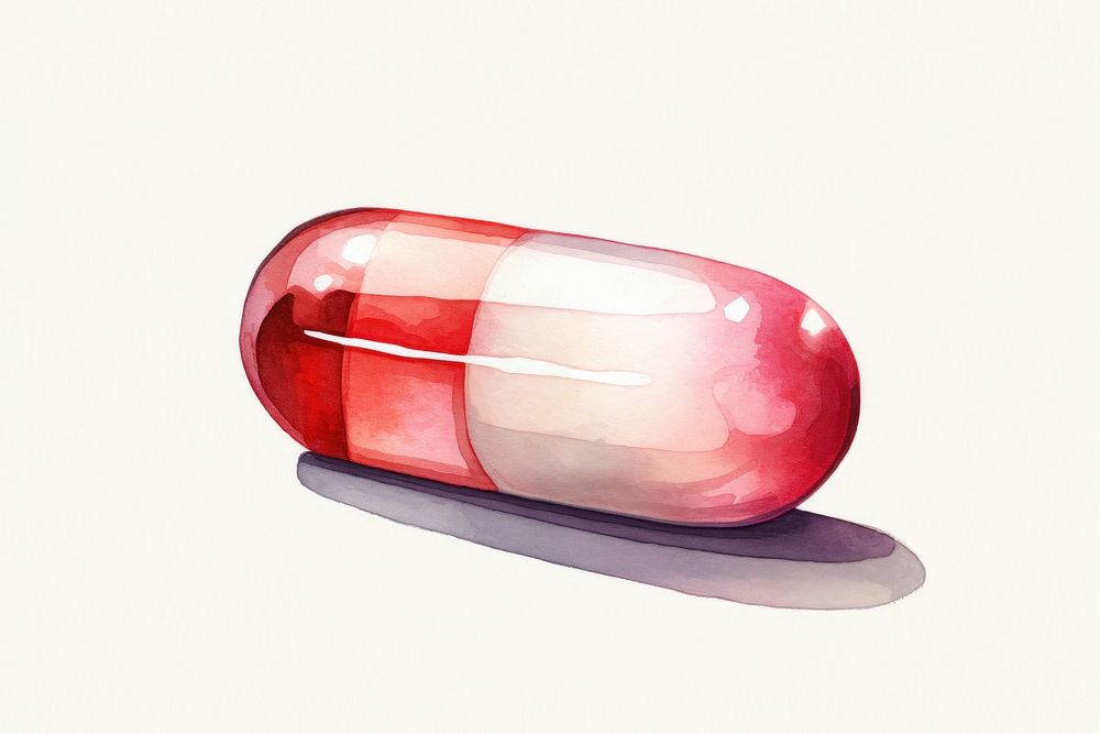 Capsule pill red medication. AI generated Image by rawpixel.