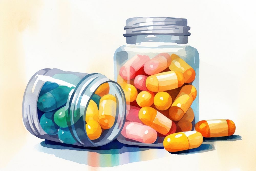 Pill medication container variation. AI generated Image by rawpixel.