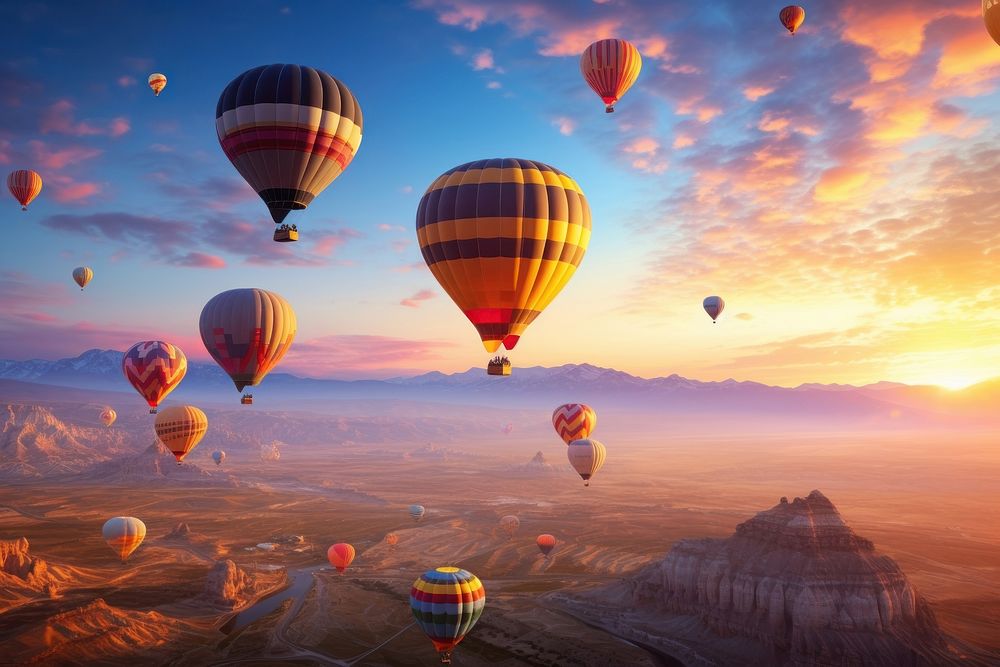 Outdoors balloon landscape aircraft. AI | Free Photo - rawpixel