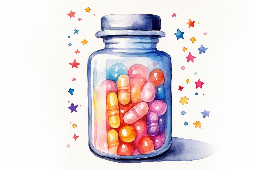 Medicine pill jar creativity. AI generated Image by rawpixel.