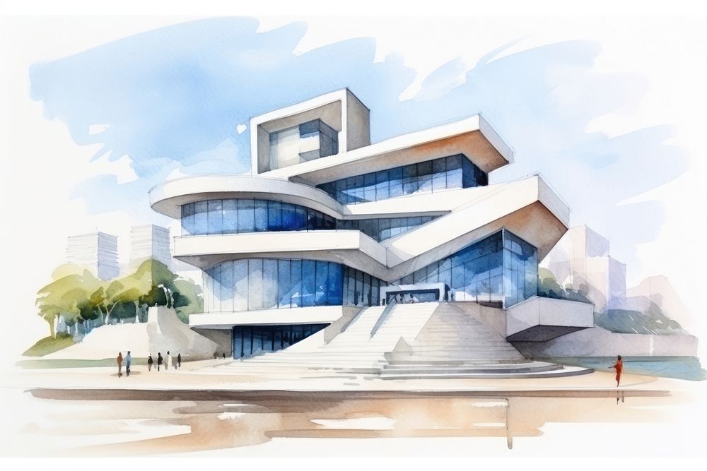 Architecture building drawing sketch. AI generated Image by rawpixel.