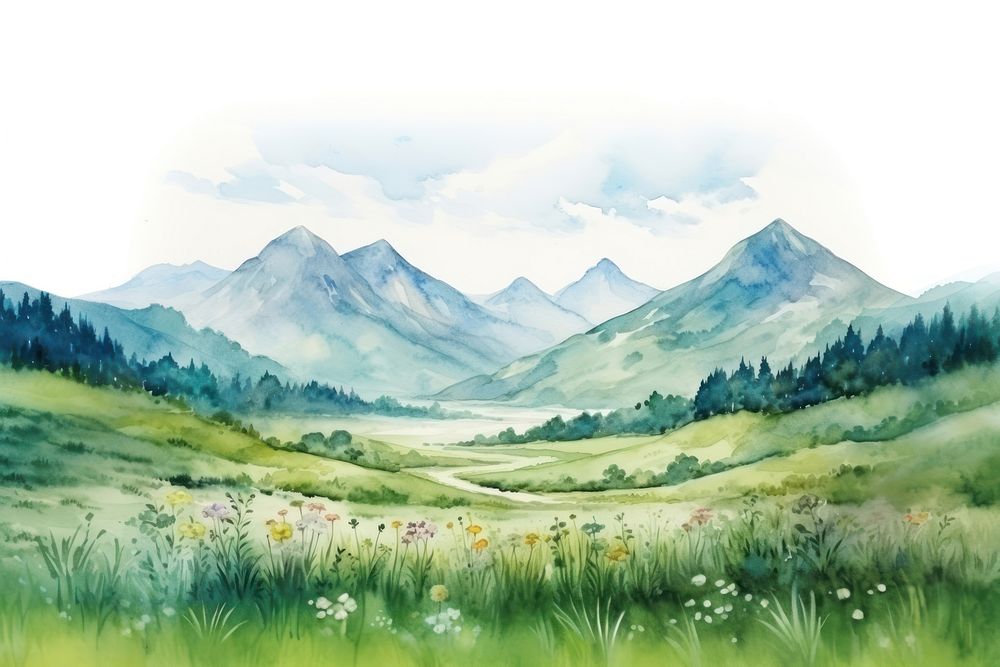 Mountain wilderness landscape grassland. AI generated Image by rawpixel.