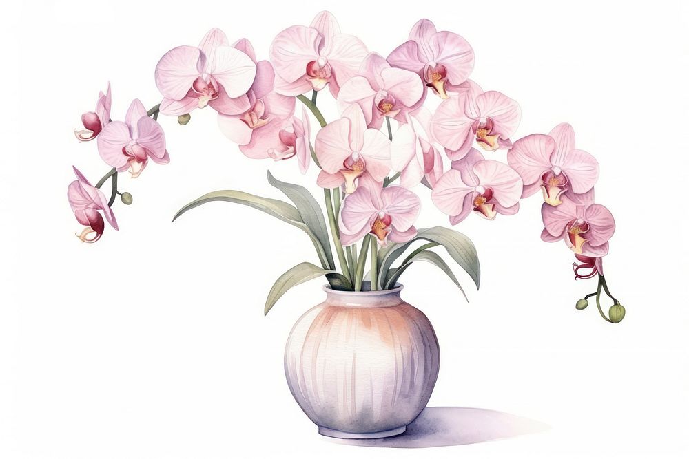 Orchid flower plant vase. AI generated Image by rawpixel.