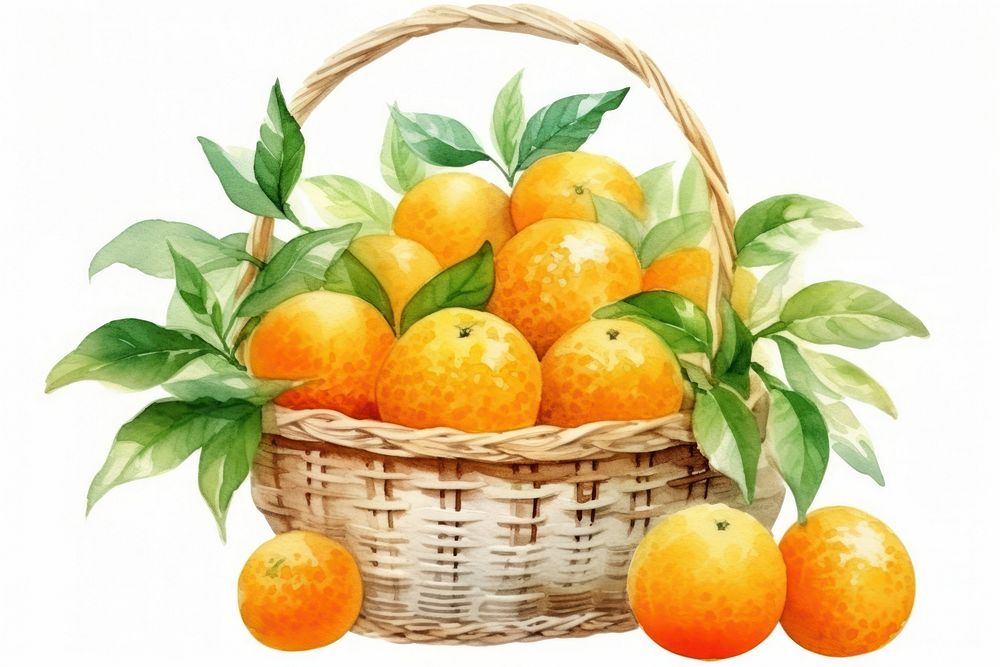 Basket grapefruit orange plant. AI generated Image by rawpixel.