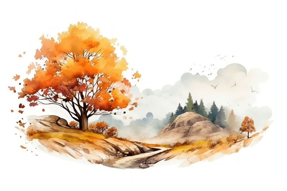Landscape painting nature outdoors. AI generated Image by rawpixel.