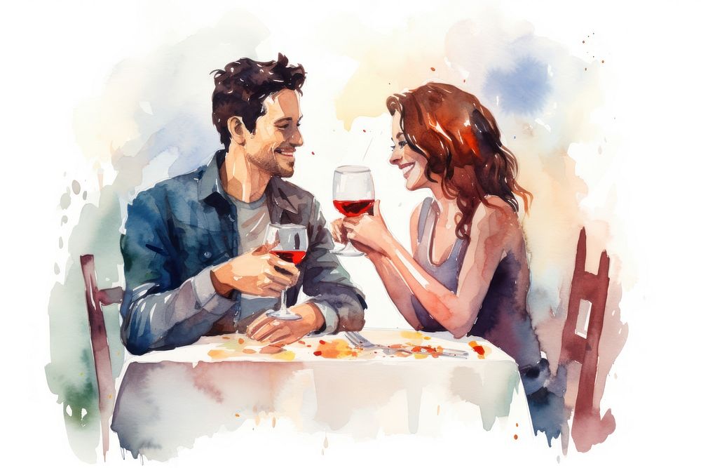 Drinking romantic glass adult. AI generated Image by rawpixel.