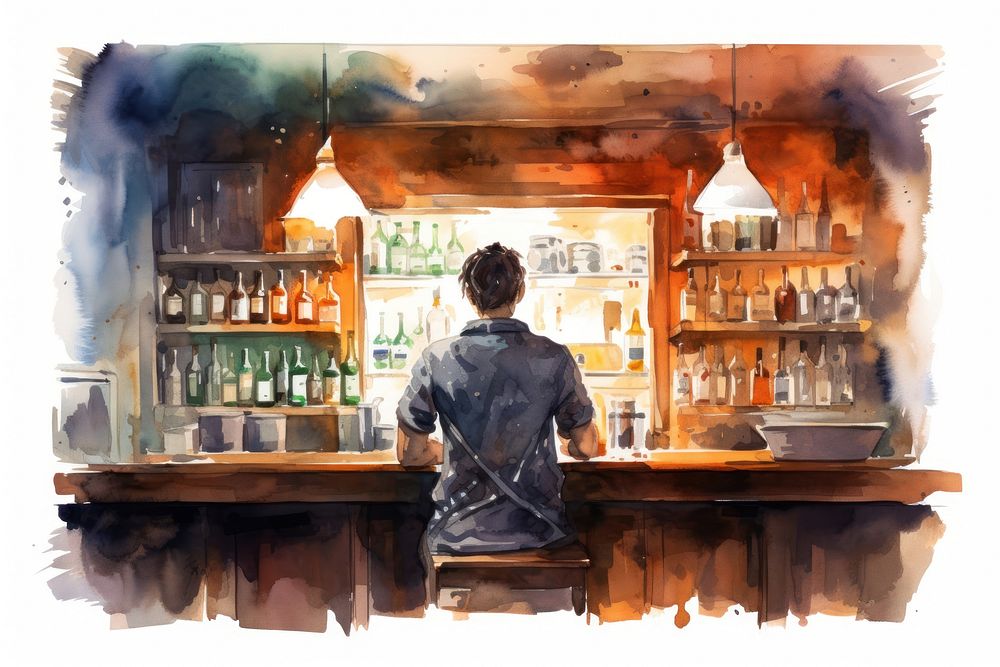 Drink bar bartender painting. AI generated Image by rawpixel.