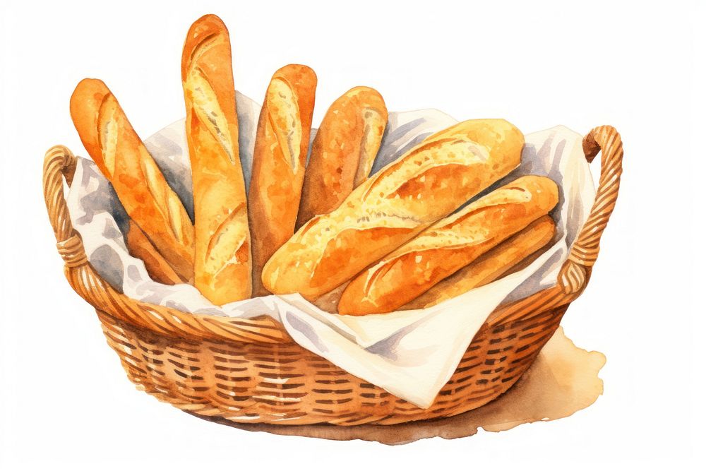 Baguette basket bread food. AI generated Image by rawpixel.