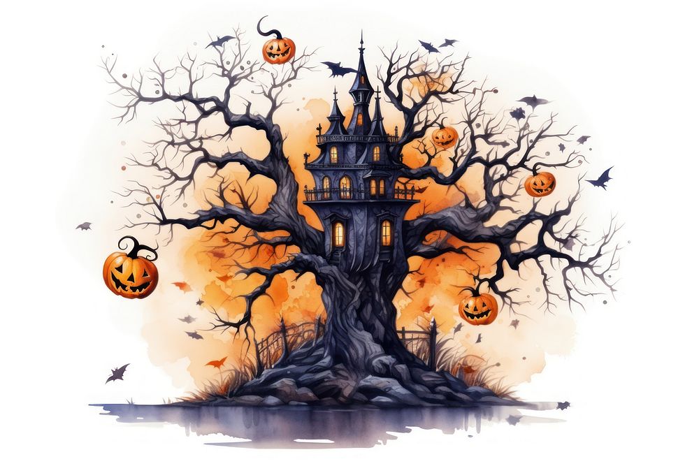 Halloween tree pumpkin plant. AI generated Image by rawpixel.