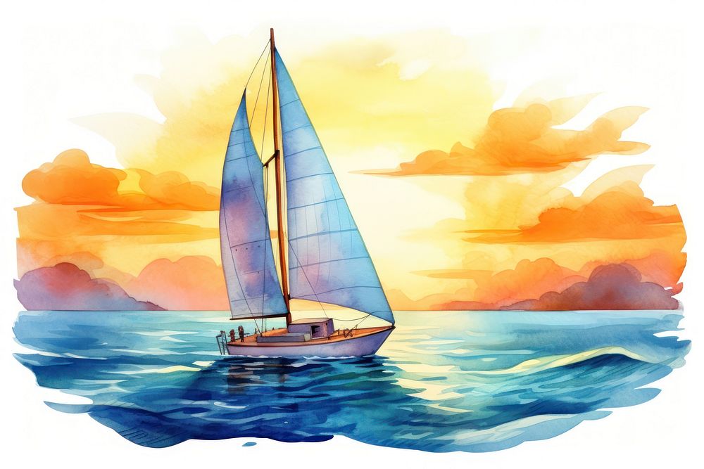 Sailboat watercraft vehicle sunset. 