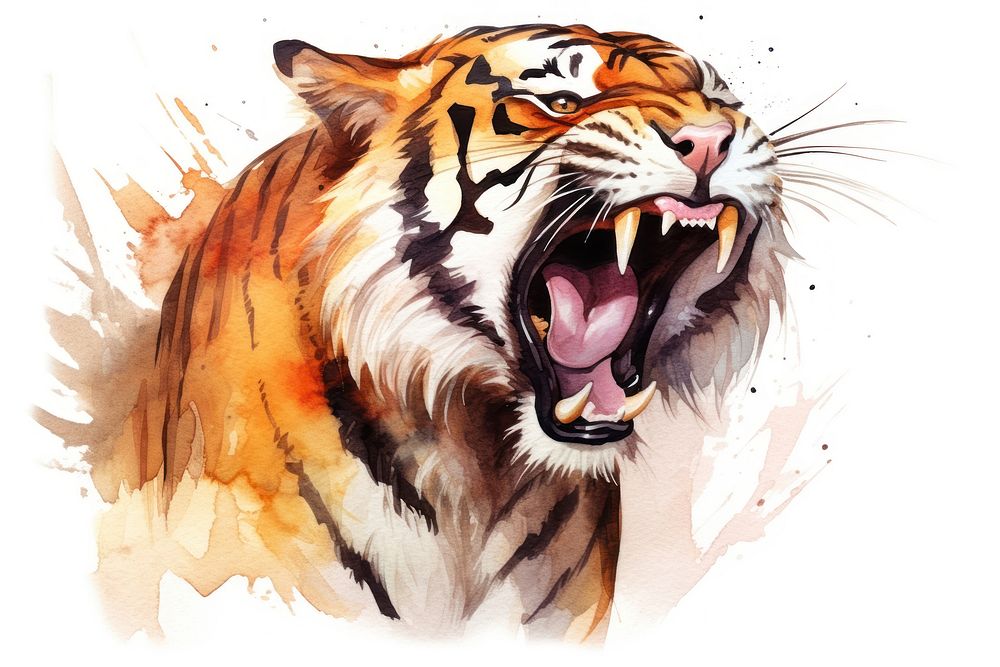 Tiger roaring animal mammal. AI generated Image by rawpixel.