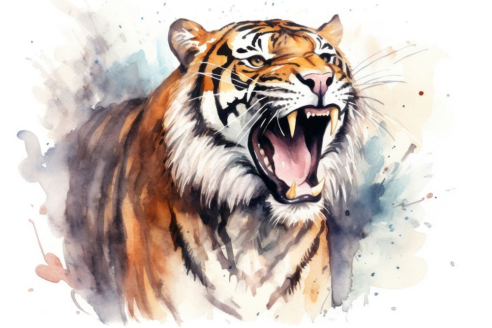 Tiger wildlife roaring animal. AI generated Image by rawpixel.