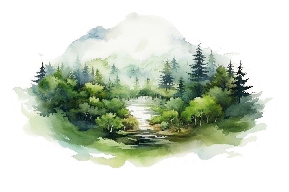 Forest wilderness landscape outdoors. AI generated Image by rawpixel.