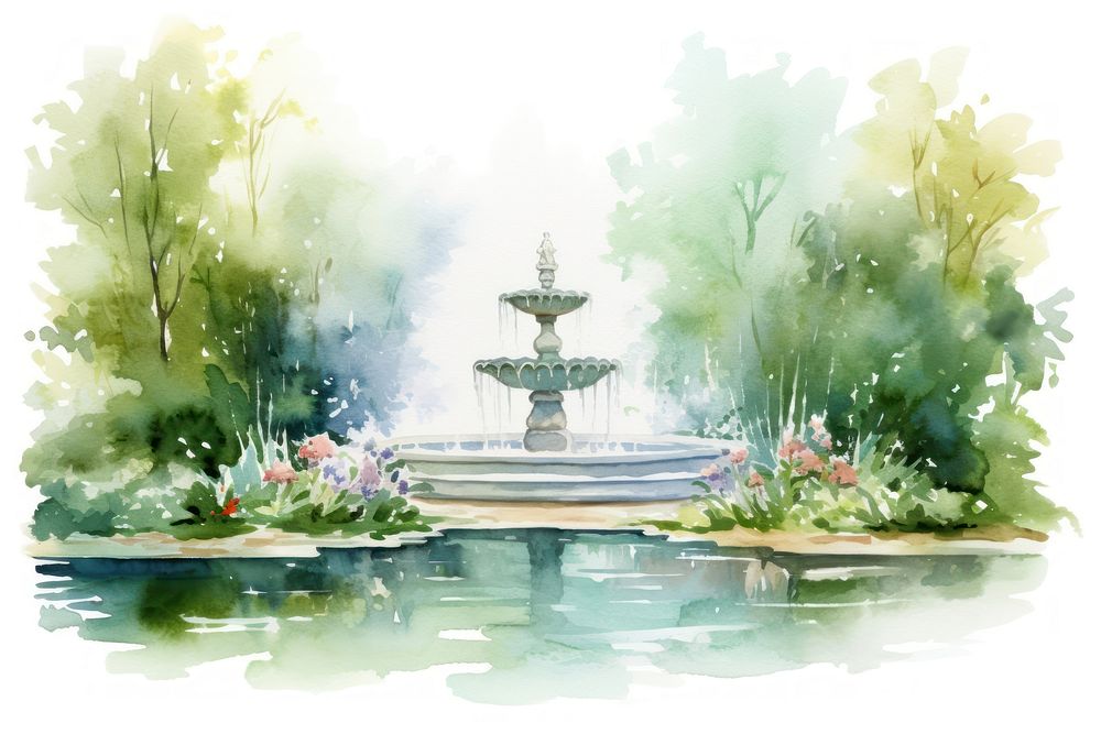 Fountain garden outdoors nature. AI generated Image by rawpixel.