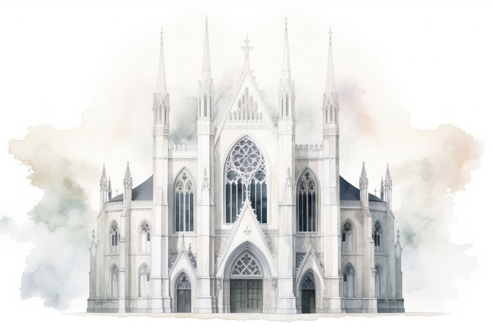 Architecture cathedral building sketch. AI generated Image by rawpixel.