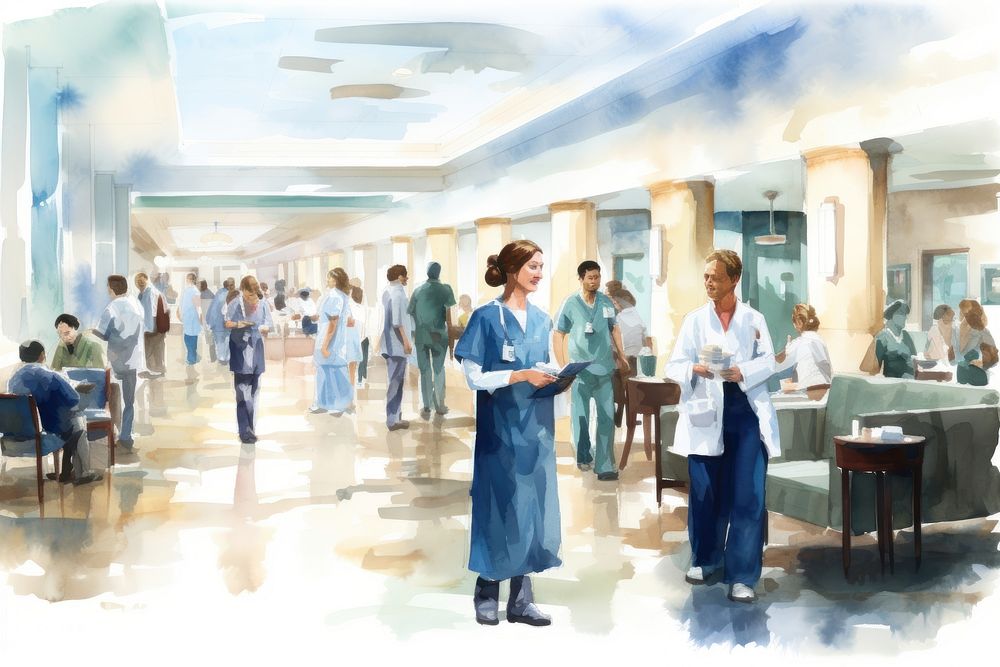 Architecture hospital people adult. AI generated Image by rawpixel.