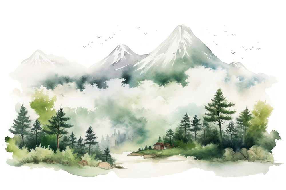 Forest wilderness landscape mountain. AI generated Image by rawpixel.