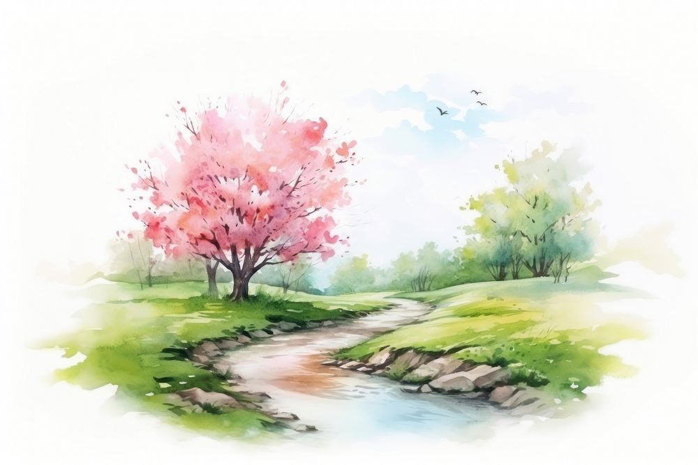 Outdoors painting nature plant. AI generated Image by rawpixel.