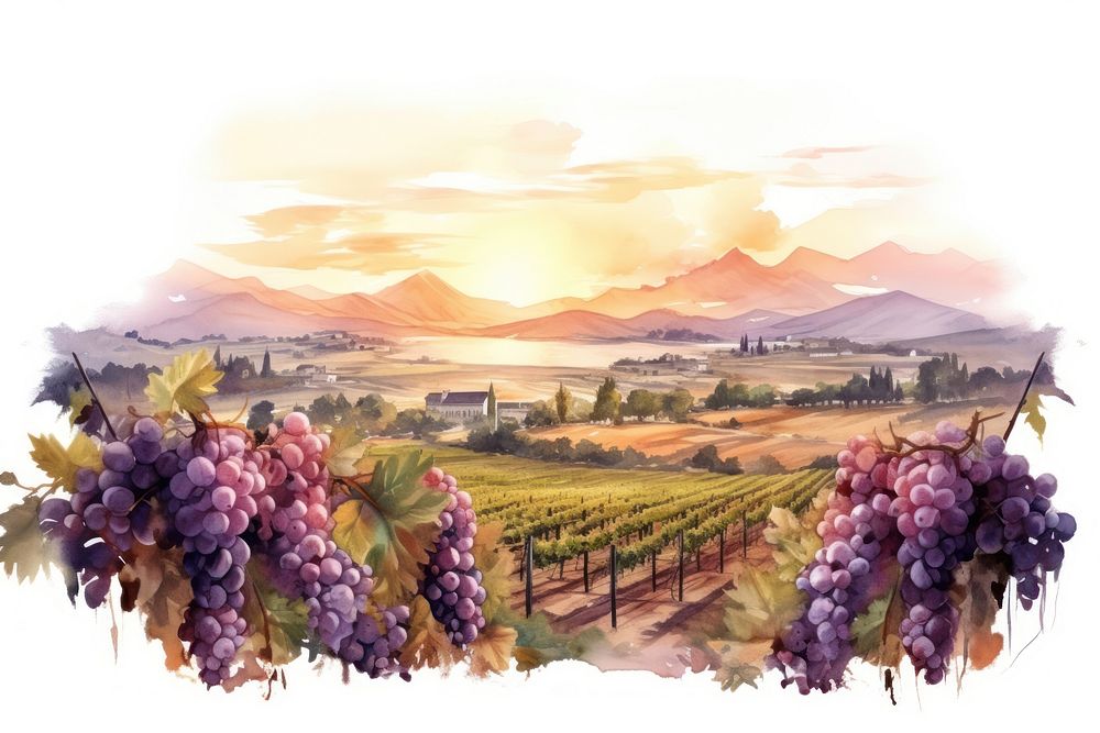 Vineyard outdoors nature sunset. AI generated Image by rawpixel.