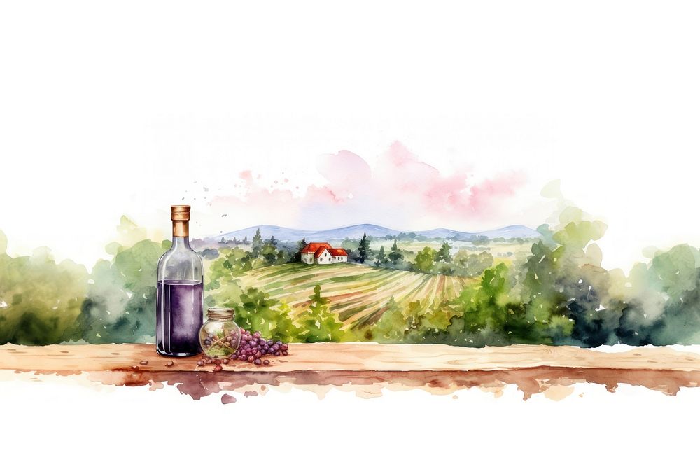 Bottle outdoors vineyard farm. AI generated Image by rawpixel.