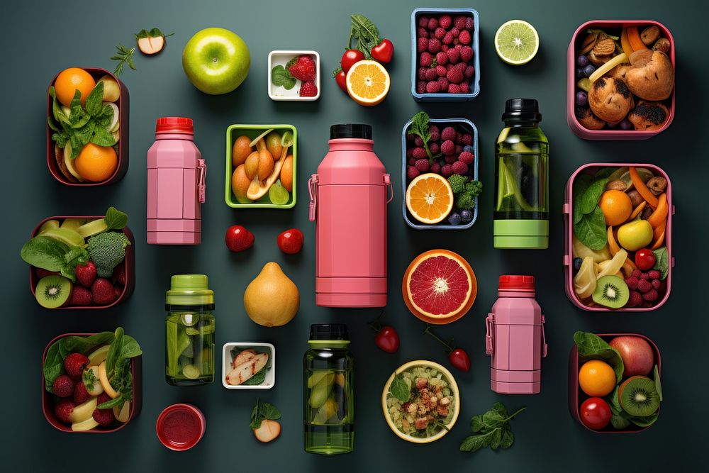 Bottle fruit apple lunch. AI generated Image by rawpixel.