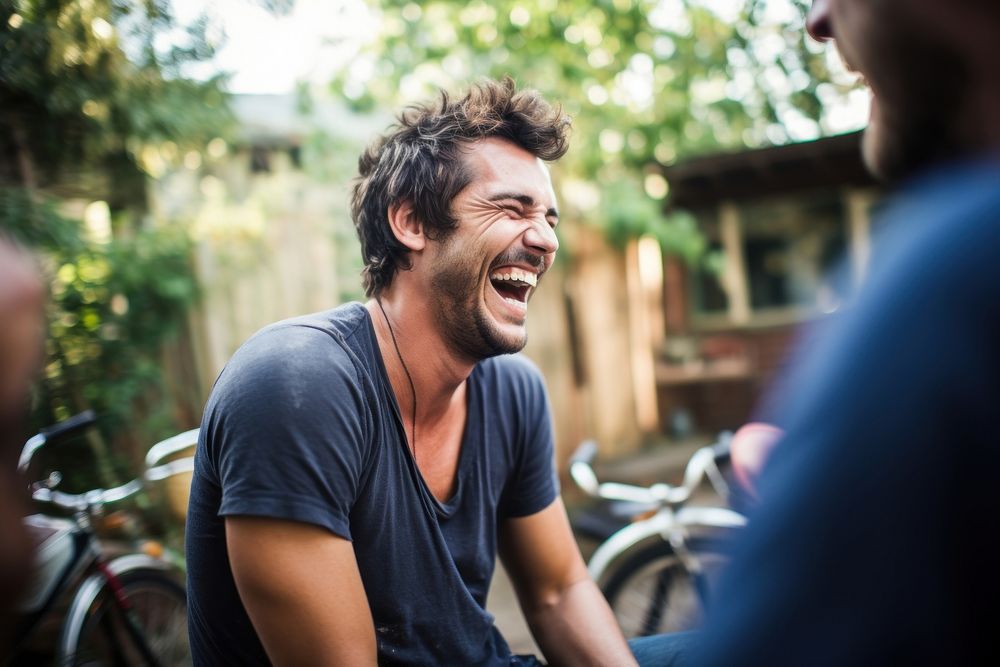 Laughing smile adult joy. AI generated Image by rawpixel.