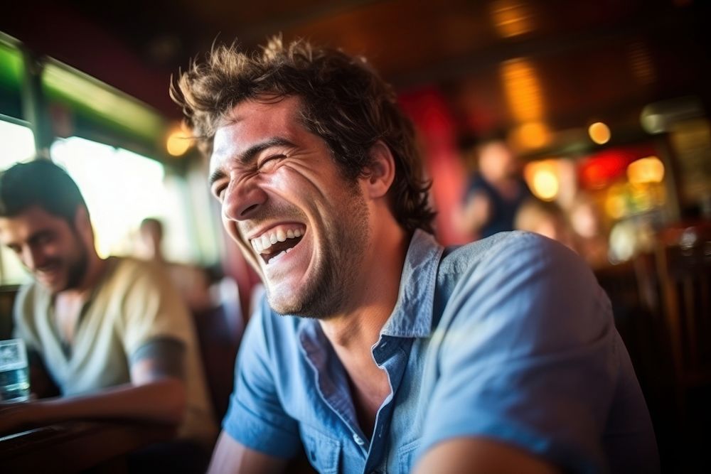 Laughing smile adult men. AI generated Image by rawpixel.