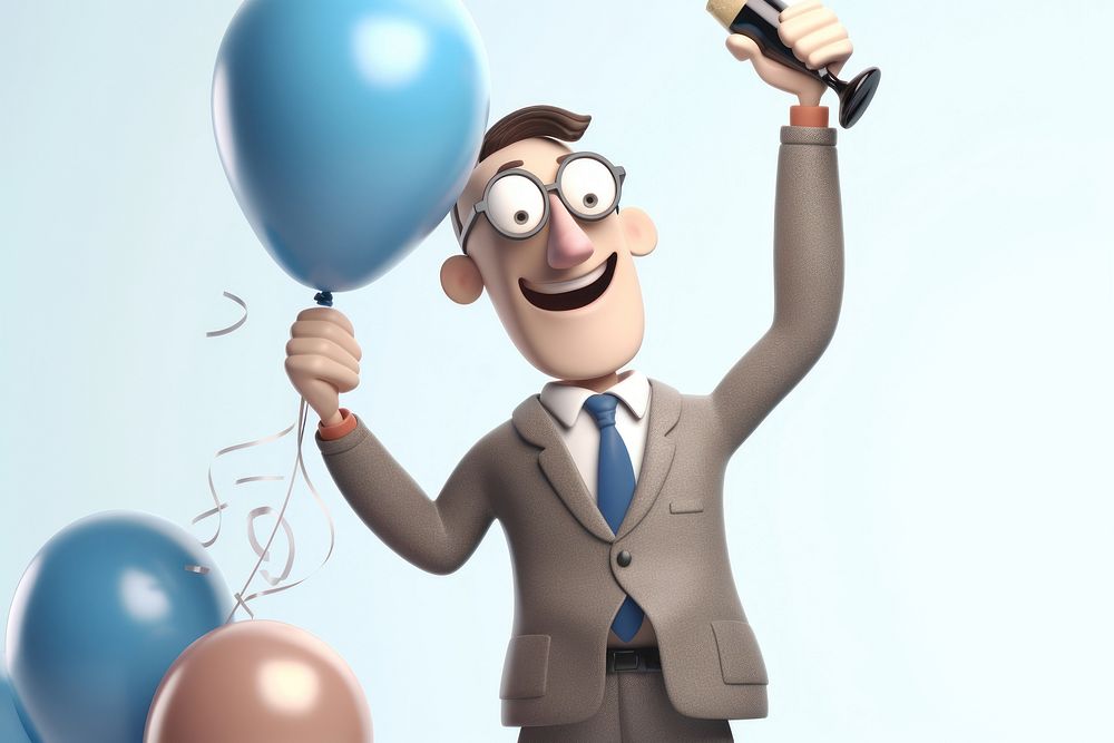 Achievement balloon glasses celebration. AI generated Image by rawpixel.