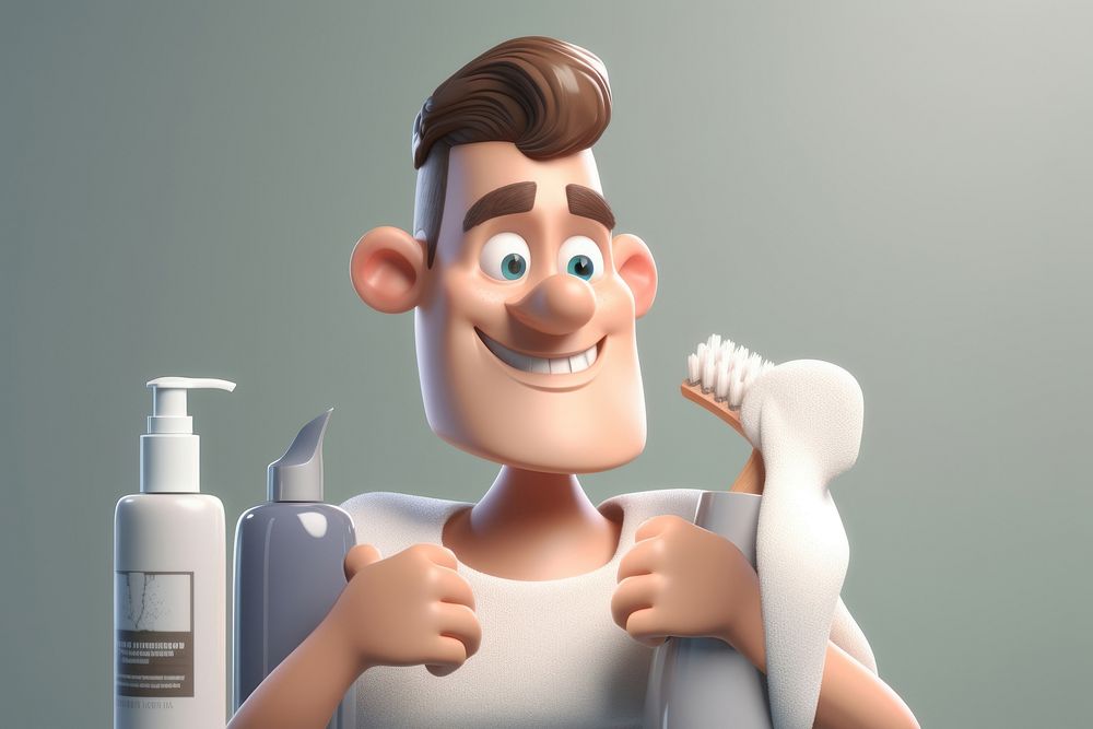 Toothbrush cartoon person personal care. AI generated Image by rawpixel.