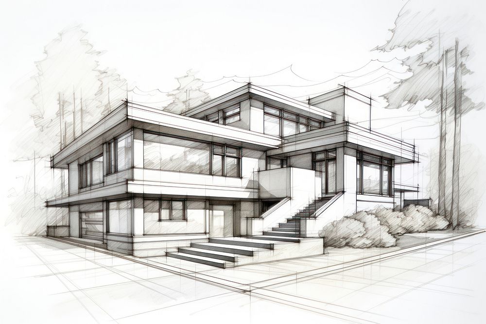 Drawing architecture building sketch. AI | Free Photo Illustration ...