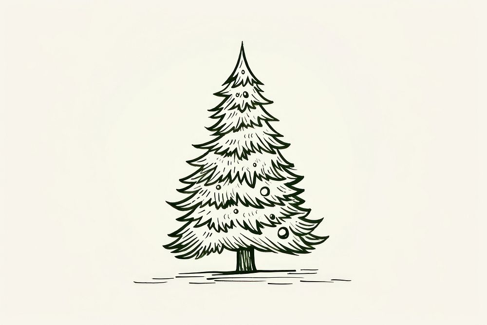 Christmas tree drawing plant. AI generated Image by rawpixel.
