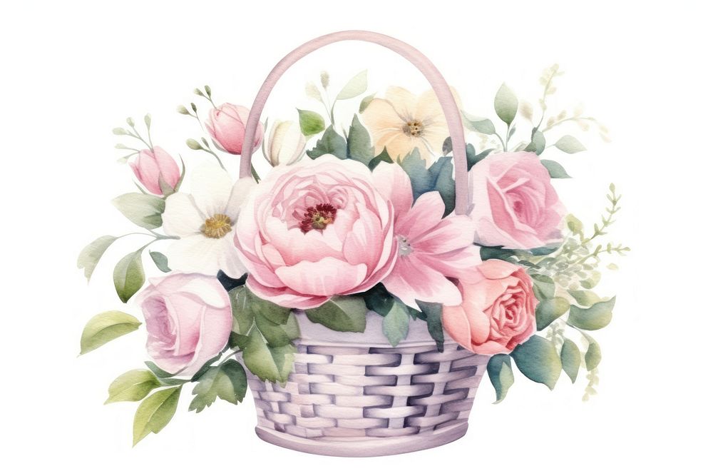 Flower basket plant rose. AI generated Image by rawpixel.