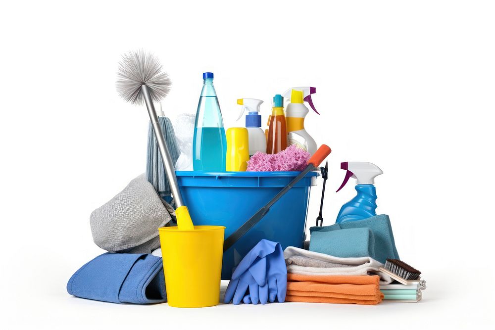 Cleaning bucket white background accessories. AI generated Image by rawpixel.