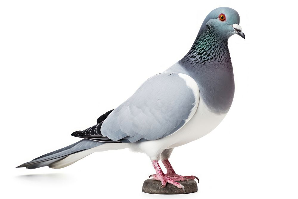 Pigeon animal bird white background. AI generated Image by rawpixel.