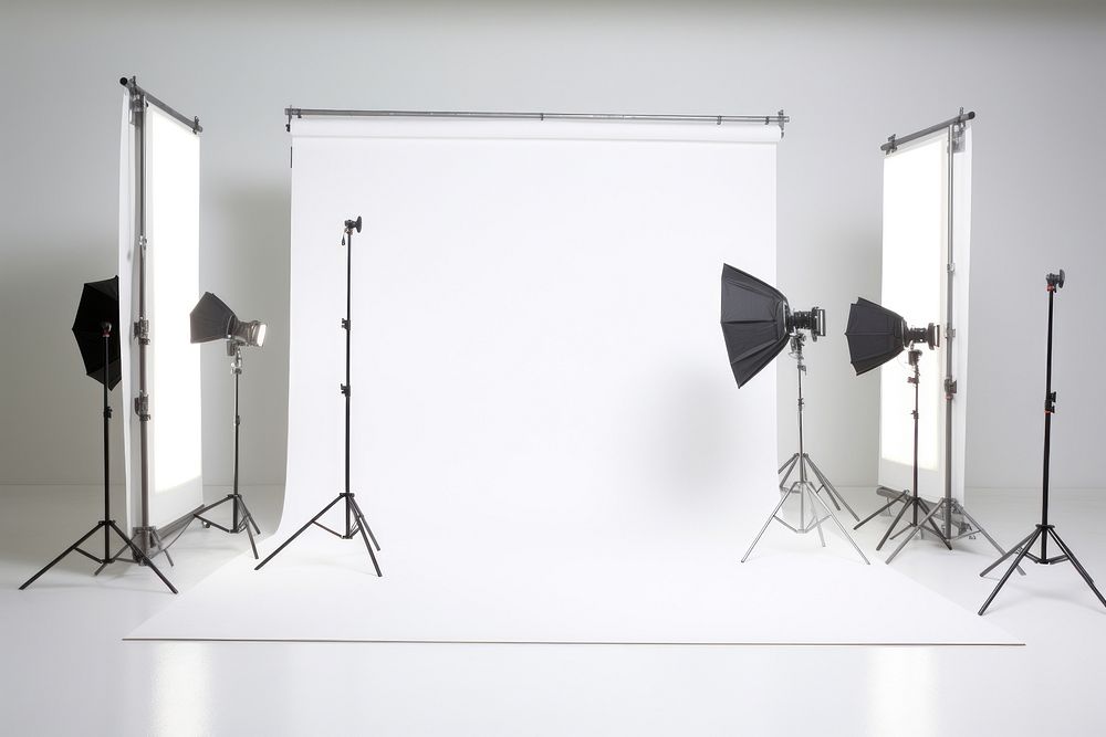 Camera studio white white background. 