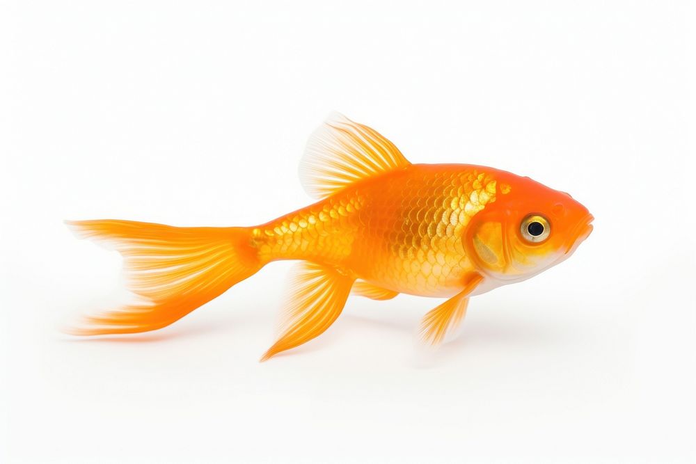 Goldfish animal white background pomacentridae. 