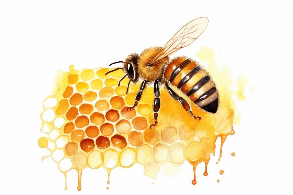 Honey bee insect animal. AI generated Image by rawpixel.