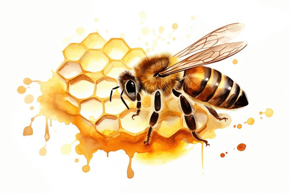 Honey bee insect animal. AI generated Image by rawpixel.