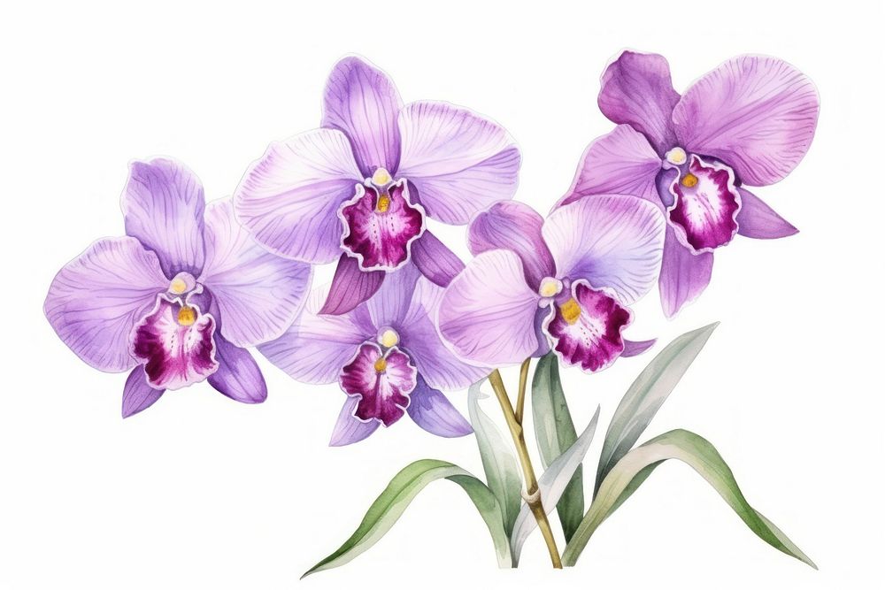 Flower orchid blossom violet. AI generated Image by rawpixel.