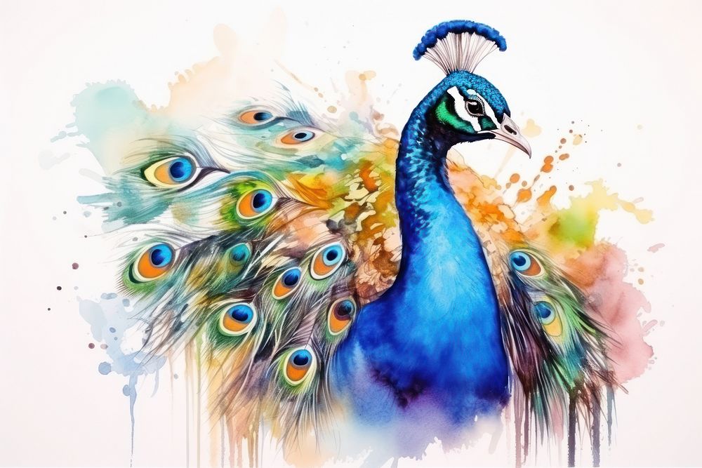 Peacock animal bird art. AI generated Image by rawpixel.