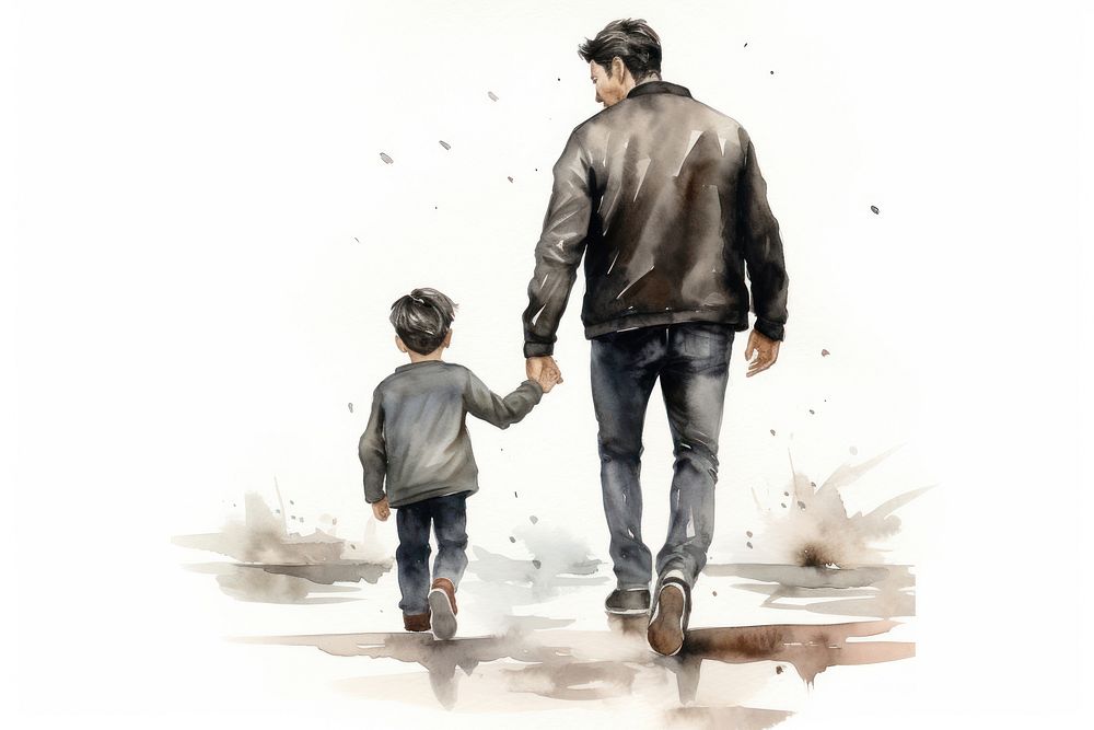 Walking adult child togetherness. AI generated Image by rawpixel.