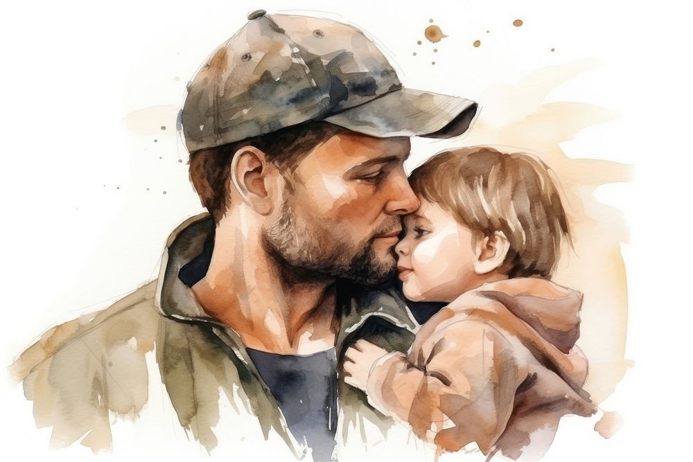 Portrait kissing father baby. AI generated Image by rawpixel.